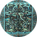 Round Persian Light Blue Traditional Rug, tr1844lblu