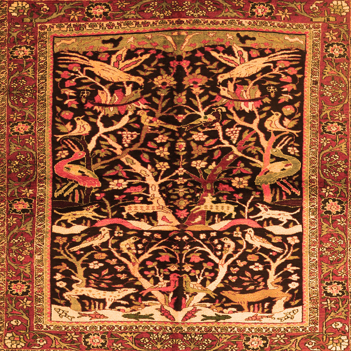 Serging Thickness of Persian Orange Traditional Rug, tr1844org