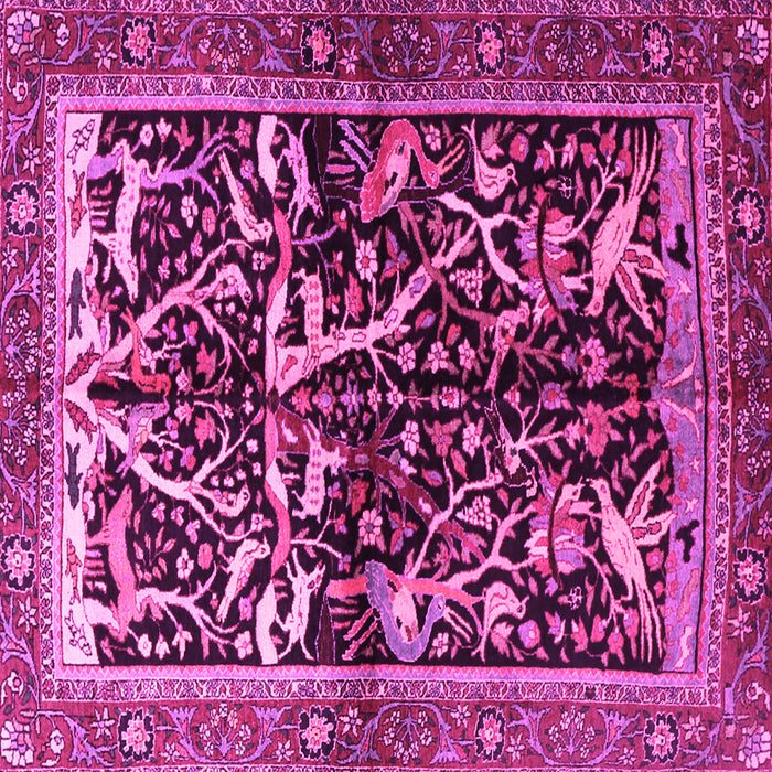 Square Machine Washable Persian Pink Traditional Rug, wshtr1844pnk