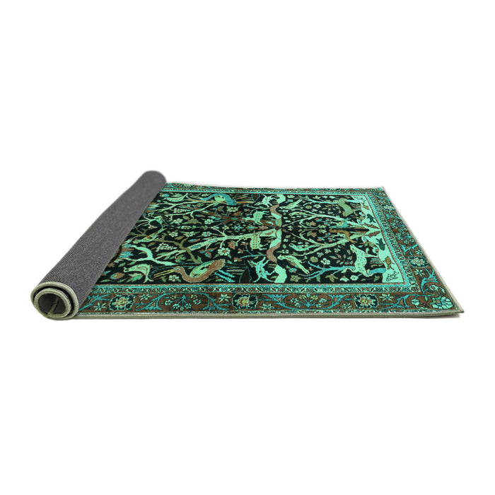 Sideview of Persian Turquoise Traditional Rug, tr1844turq