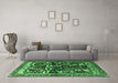 Machine Washable Persian Emerald Green Traditional Area Rugs in a Living Room,, wshtr1844emgrn