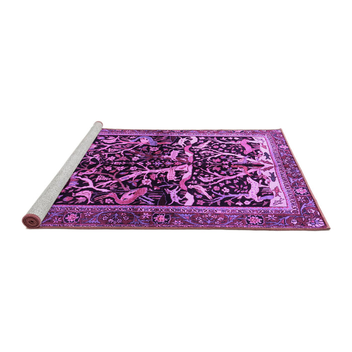 Sideview of Machine Washable Persian Purple Traditional Area Rugs, wshtr1844pur