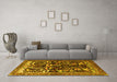 Machine Washable Persian Yellow Traditional Rug in a Living Room, wshtr1844yw