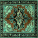 Square Machine Washable Persian Turquoise Traditional Area Rugs, wshtr1845turq