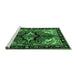 Sideview of Machine Washable Persian Emerald Green Traditional Area Rugs, wshtr1845emgrn