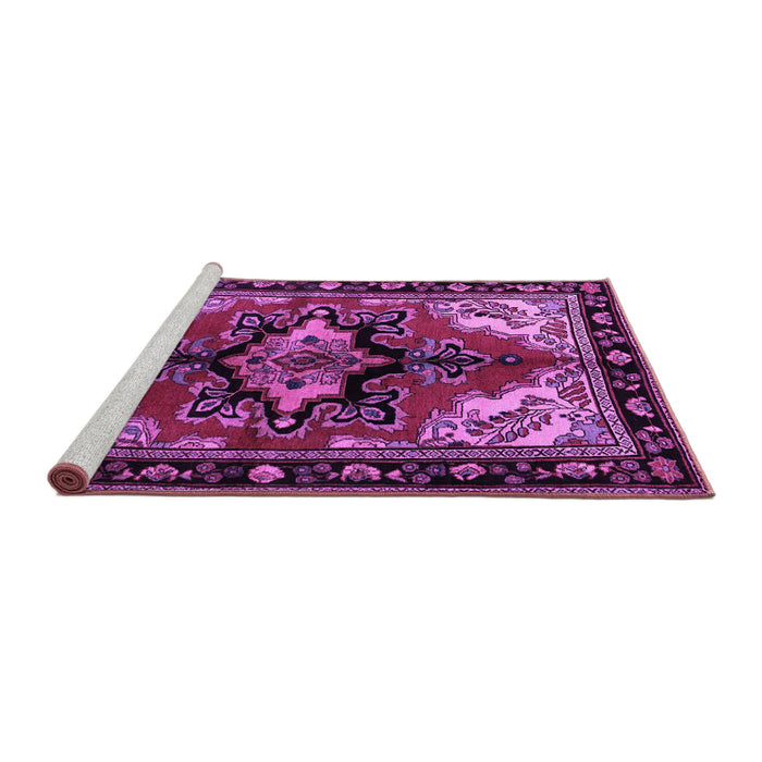 Sideview of Machine Washable Persian Purple Traditional Area Rugs, wshtr1845pur