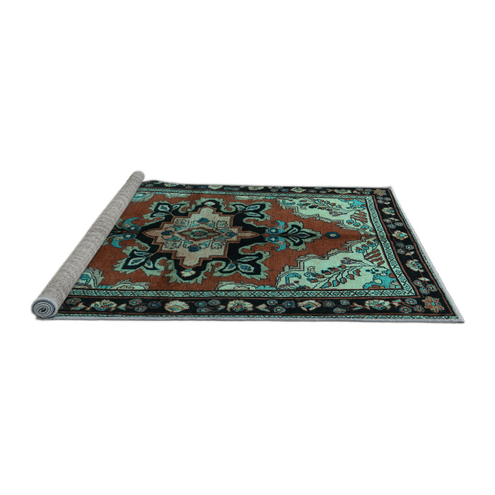 Sideview of Machine Washable Persian Light Blue Traditional Rug, wshtr1845lblu