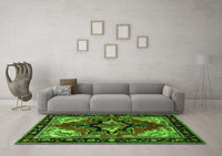 Machine Washable Persian Green Traditional Rug, wshtr1845grn