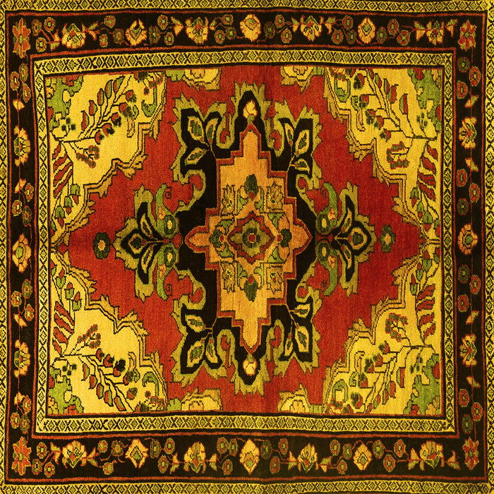 Square Persian Yellow Traditional Rug, tr1845yw