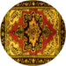 Round Persian Yellow Traditional Rug, tr1845yw