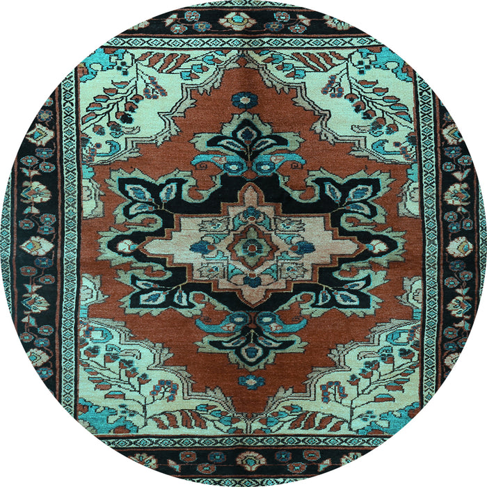 Round Persian Light Blue Traditional Rug, tr1845lblu