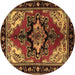 Round Machine Washable Persian Brown Traditional Rug, wshtr1845brn