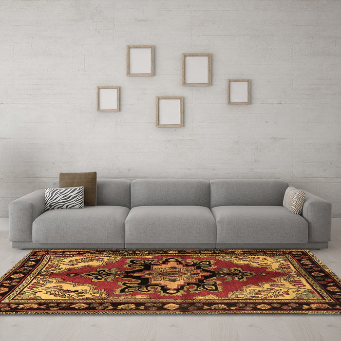 Machine Washable Persian Brown Traditional Rug in a Living Room,, wshtr1845brn
