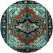 Round Machine Washable Persian Light Blue Traditional Rug, wshtr1845lblu