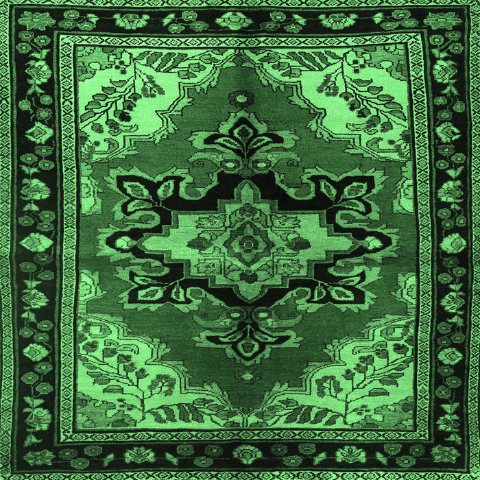 Square Machine Washable Persian Emerald Green Traditional Area Rugs, wshtr1845emgrn