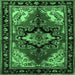 Square Machine Washable Persian Emerald Green Traditional Area Rugs, wshtr1845emgrn