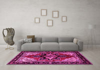 Machine Washable Persian Pink Traditional Rug, wshtr1845pnk