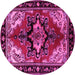 Round Machine Washable Persian Pink Traditional Rug, wshtr1845pnk