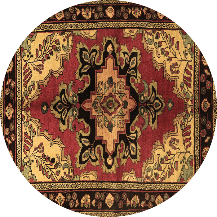 Round Persian Brown Traditional Rug, tr1845brn