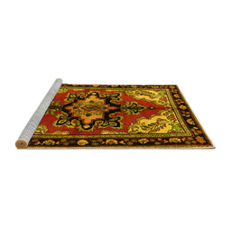 Sideview of Machine Washable Persian Yellow Traditional Rug, wshtr1845yw