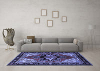 Machine Washable Persian Blue Traditional Rug, wshtr1845blu