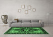 Machine Washable Persian Emerald Green Traditional Area Rugs in a Living Room,, wshtr1845emgrn