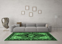 Machine Washable Persian Emerald Green Traditional Rug, wshtr1845emgrn