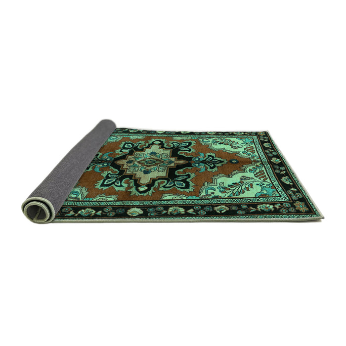 Sideview of Persian Turquoise Traditional Rug, tr1845turq