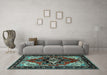 Machine Washable Persian Light Blue Traditional Rug in a Living Room, wshtr1845lblu