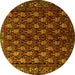 Round Machine Washable Persian Yellow Traditional Rug, wshtr1846yw