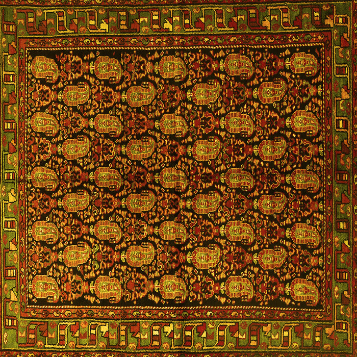 Square Machine Washable Persian Yellow Traditional Rug, wshtr1846yw