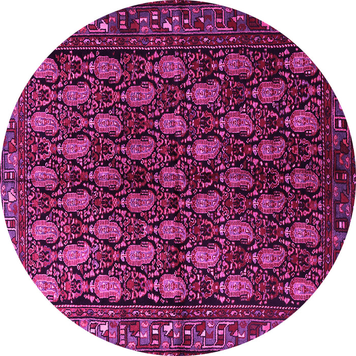 Round Machine Washable Persian Pink Traditional Rug, wshtr1846pnk