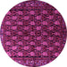 Round Machine Washable Persian Pink Traditional Rug, wshtr1846pnk