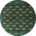 Round Persian Turquoise Traditional Rug, tr1846turq