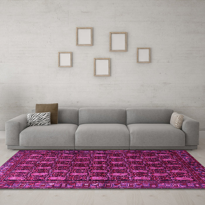 Machine Washable Persian Pink Traditional Rug in a Living Room, wshtr1846pnk
