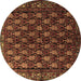 Round Machine Washable Persian Brown Traditional Rug, wshtr1846brn