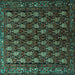 Square Machine Washable Persian Turquoise Traditional Area Rugs, wshtr1846turq