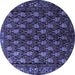 Round Machine Washable Persian Blue Traditional Rug, wshtr1846blu