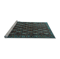 Sideview of Machine Washable Persian Light Blue Traditional Rug, wshtr1846lblu
