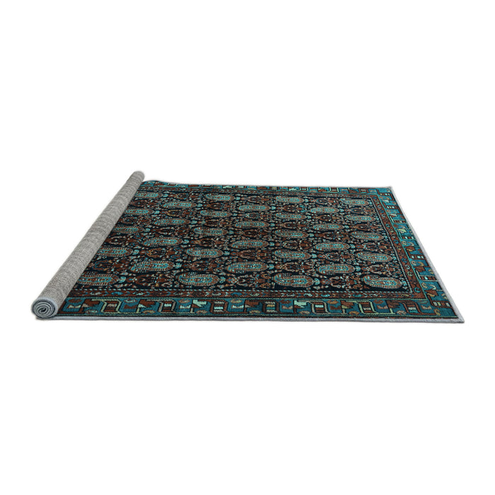 Sideview of Machine Washable Persian Light Blue Traditional Rug, wshtr1846lblu