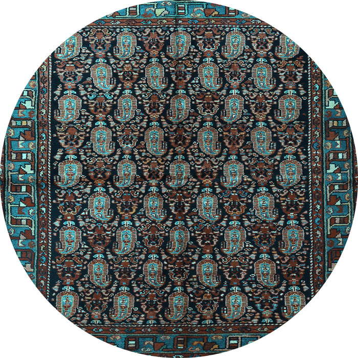 Round Machine Washable Persian Light Blue Traditional Rug, wshtr1846lblu