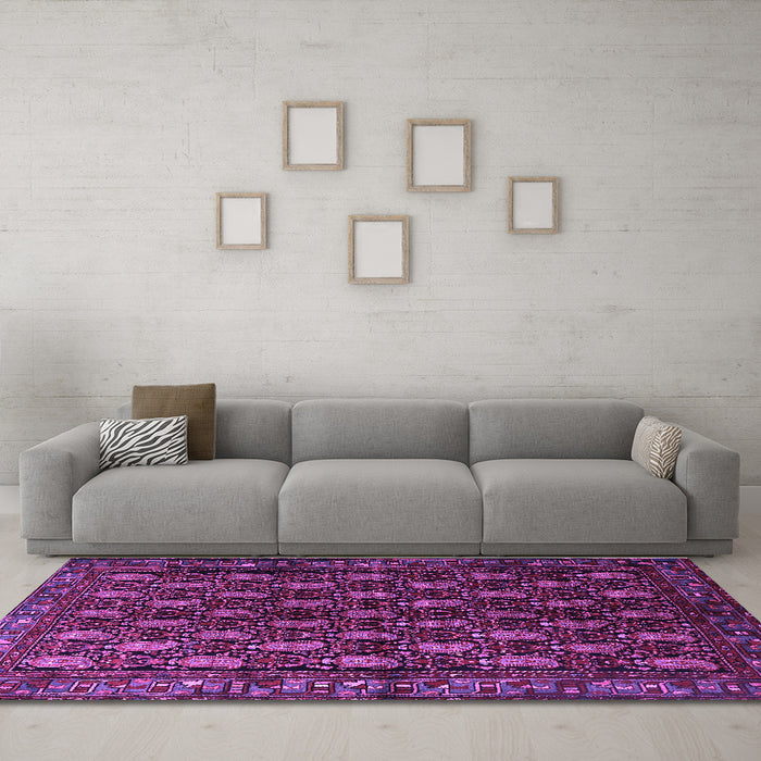 Machine Washable Persian Purple Traditional Area Rugs in a Living Room, wshtr1846pur