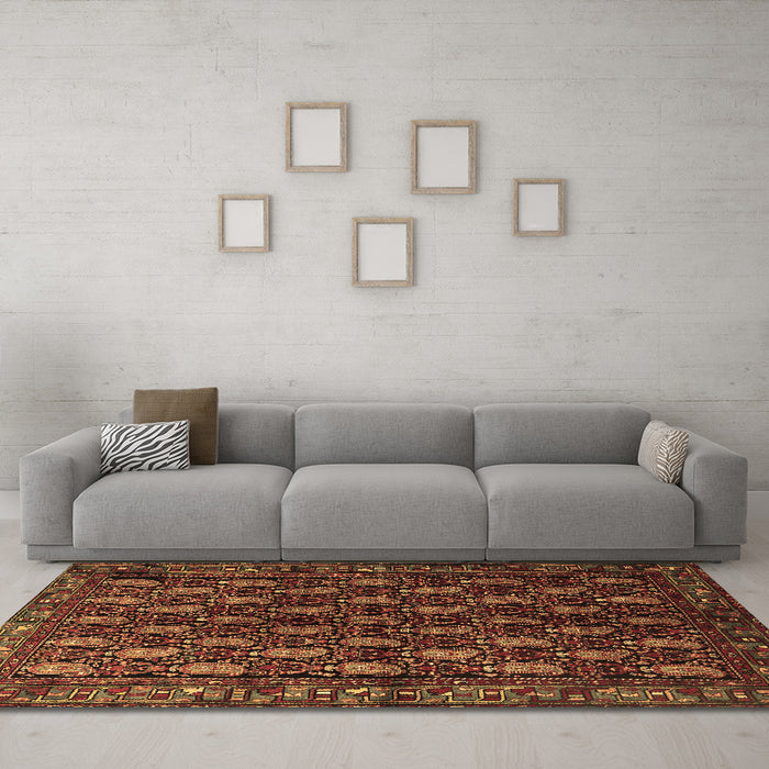 Machine Washable Persian Brown Traditional Rug in a Living Room,, wshtr1846brn
