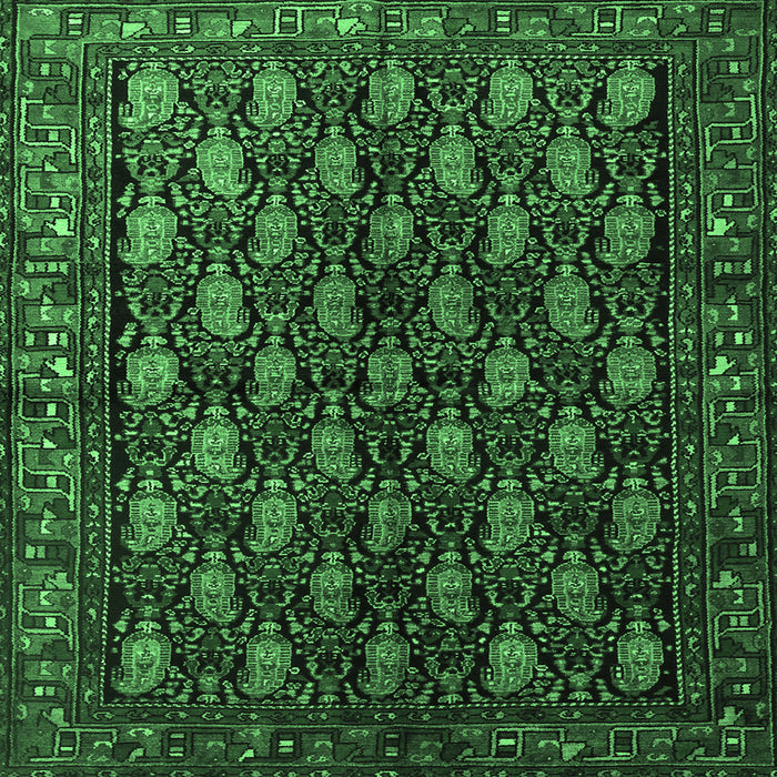 Square Machine Washable Persian Emerald Green Traditional Area Rugs, wshtr1846emgrn