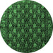 Round Machine Washable Persian Emerald Green Traditional Area Rugs, wshtr1846emgrn