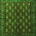 Round Machine Washable Persian Green Traditional Area Rugs, wshtr1846grn