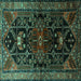 Square Machine Washable Persian Turquoise Traditional Area Rugs, wshtr1847turq