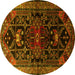 Round Persian Yellow Traditional Rug, tr1847yw