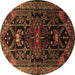 Round Machine Washable Persian Brown Traditional Rug, wshtr1847brn