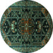 Round Persian Turquoise Traditional Rug, tr1847turq